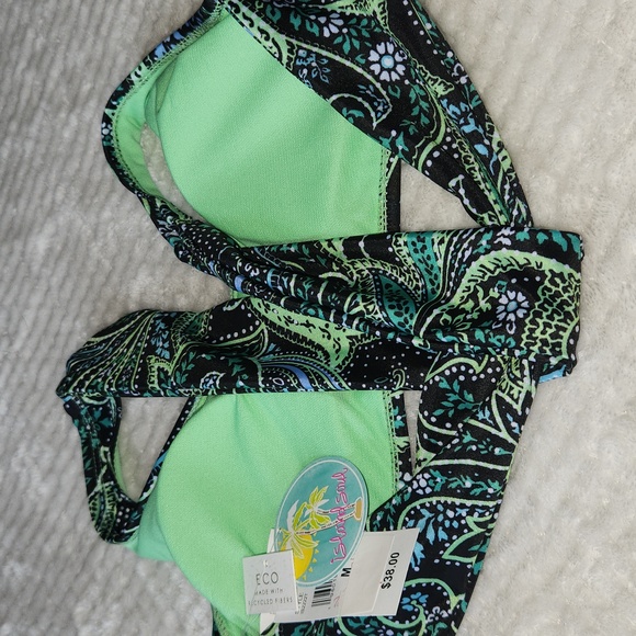 ISLAND SOUL BIKINI TOP LOOP BACK BANDEAU SIZE M JUNIORS NEW WITH TAGS - Picture 7 of 8